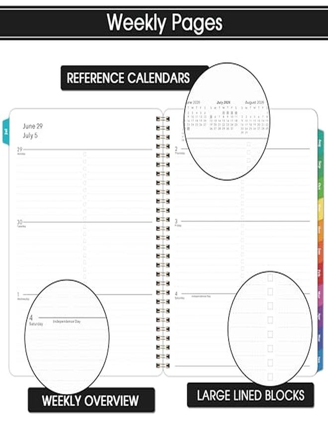Artfan 2026-2027 Planner - Calendar/Planner 2026-2027 Weekly and Monthly with Tabs, 8" x 10", Jul. 2026 - Jun. 2027, Flexible Cover + Twin-Wire Binding + Calendars, Daily Organizer - Black - Image 4