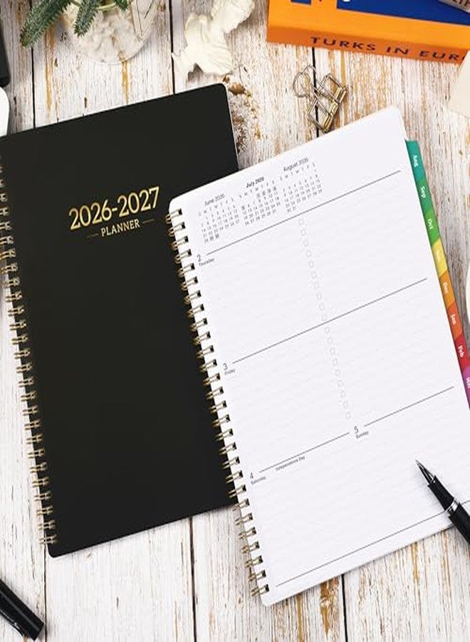 Artfan 2026-2027 Planner - Calendar/Planner 2026-2027 Weekly and Monthly with Tabs, 8" x 10", Jul. 2026 - Jun. 2027, Flexible Cover + Twin-Wire Binding + Calendars, Daily Organizer - Black - Image 2