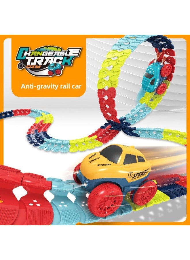 Electric DIY Track Roller Coaster Anti-gravity Racing Lights Assembled Boy Parent-child Interactive Children's Toy Gift-Color:Lighting Anti-gravity Rail Car [291 Bracket Plates]]