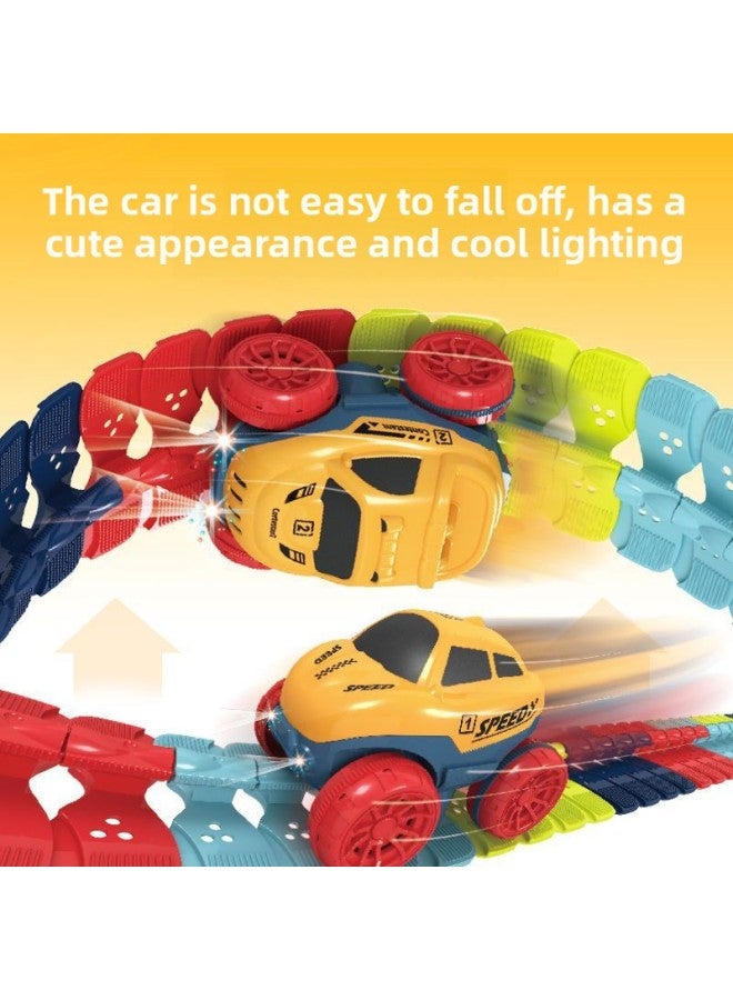 Electric DIY Track Roller Coaster Anti-gravity Racing Lights Assembled Boy Parent-child Interactive Children's Toy Gift-Color:Lighting Anti-gravity Rail Car [291 Bracket Plates]]