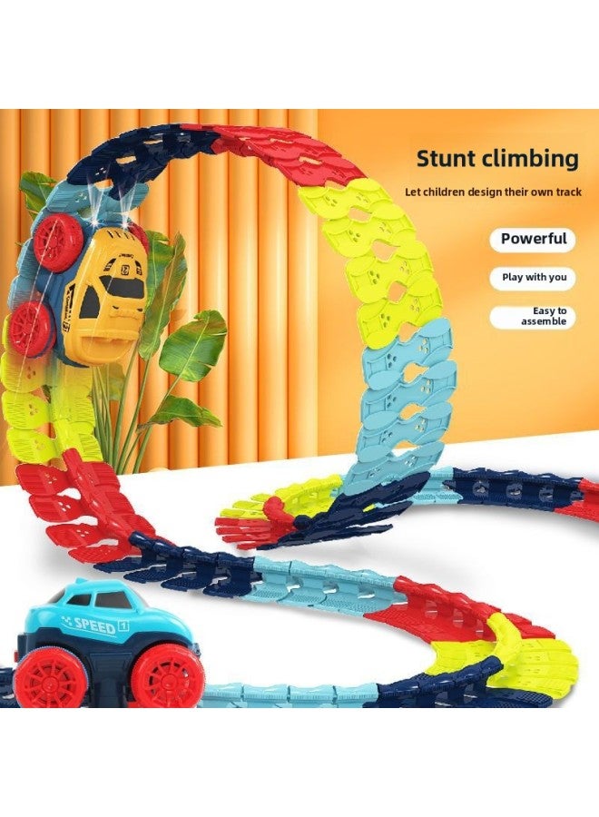 Electric DIY Track Roller Coaster Anti-gravity Racing Lights Assembled Boy Parent-child Interactive Children's Toy Gift-Color:Lighting Anti-gravity Rail Car [291 Bracket Plates]]