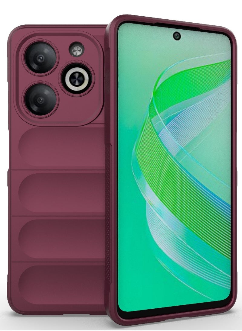 ماركة غير محددة - جراب خلفي من السيليكون عالي الحماية متوافق مع هاتف Infinix Smart 8/Hot 40i Magic Shield مقاوم للصدمات مع حماية للكاميرا (أحمر خمري) - Image 1