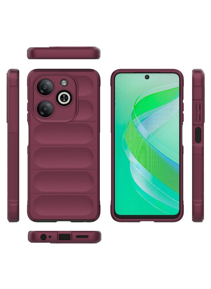ماركة غير محددة - جراب خلفي من السيليكون عالي الحماية متوافق مع هاتف Infinix Smart 8/Hot 40i Magic Shield مقاوم للصدمات مع حماية للكاميرا (أحمر خمري) - Image 1