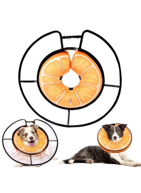 KOOLTAIL Inflatable Dog Cone Collar, Protective Dog Recovery E Collar for Medium Large Dogs After Surgery, Soft Adjustable Dog Neck Donut Cone with Enhanced Anti-Licking Does Not Impede Vision, M+