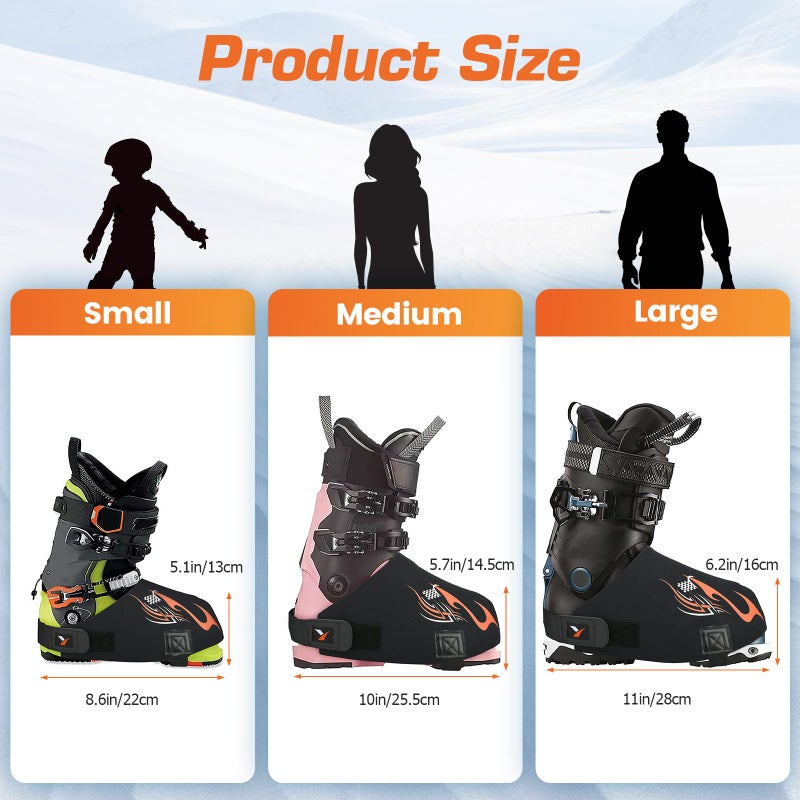 Yncotte Ski Boot Covers, 2 Pairs Boot Glove Keep your Feet Dry & Warm, Neoprene Ski Shoe Covers Waterproof for Skiers Winter Outdoor Skiing Accessories Ski Gift (Small) - Image 4