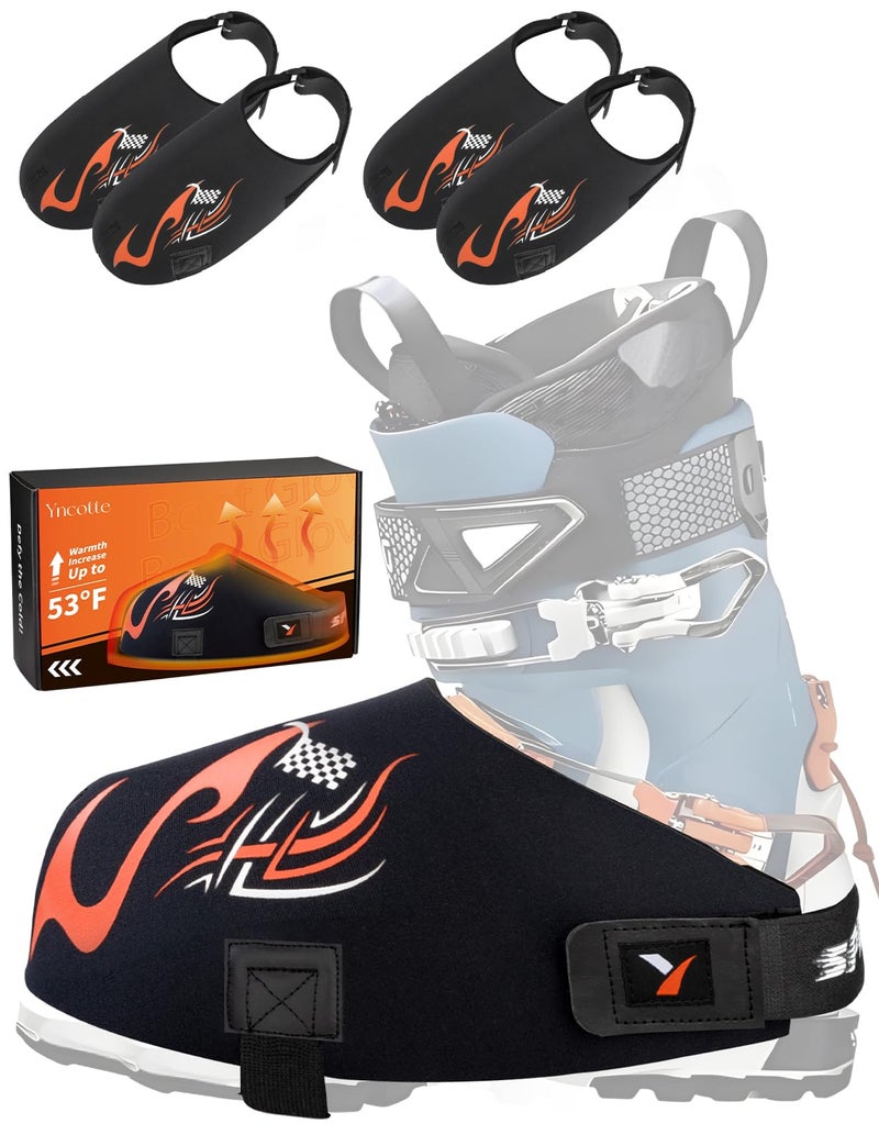 Yncotte Ski Boot Covers, 2 Pairs Boot Glove Keep your Feet Dry & Warm, Neoprene Ski Shoe Covers Waterproof for Skiers Winter Outdoor Skiing Accessories Ski Gift (Small) - Image 1