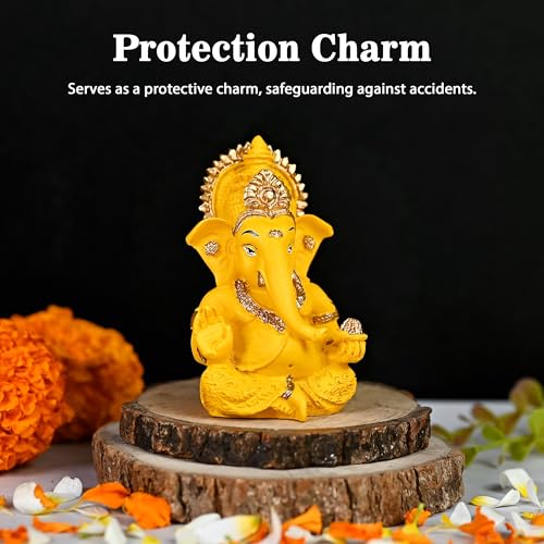 HindCraft Lord Ganesha Car Dashboard Statue – Valentine Gift for Knowledge & Obstacle Removal | Divine Ganesha Murti for Home Temple & Office Desk Décor | Thoughtful Gift for Family & Friends - Image 4
