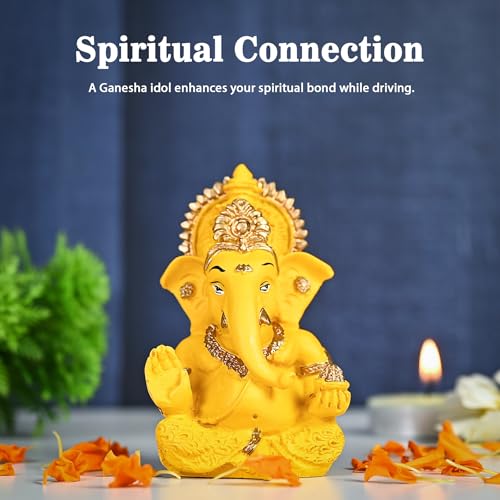 HindCraft Lord Ganesha Car Dashboard Statue – Valentine Gift for Knowledge & Obstacle Removal | Divine Ganesha Murti for Home Temple & Office Desk Décor | Thoughtful Gift for Family & Friends - Image 5