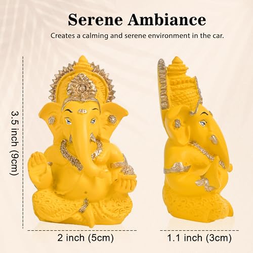 HindCraft Lord Ganesha Car Dashboard Statue – Valentine Gift for Knowledge & Obstacle Removal | Divine Ganesha Murti for Home Temple & Office Desk Décor | Thoughtful Gift for Family & Friends - Image 2