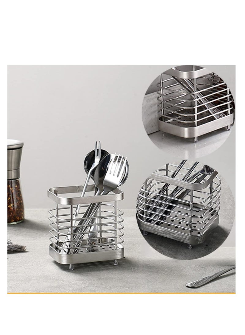 SOLARAE Kitchen Cutlery Utensil Holder, Stainless Steel Kitchen Sink Organisers, Cutlery Drainer for Kitchen Utensil, Rust Proof Kitchen Sink Organiser, for Knives and Spoons, Spatulas, Tongs - Image 4