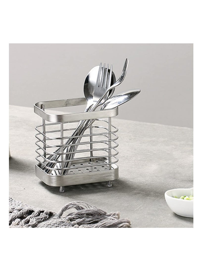 SOLARAE Kitchen Cutlery Utensil Holder, Stainless Steel Kitchen Sink Organisers, Cutlery Drainer for Kitchen Utensil, Rust Proof Kitchen Sink Organiser, for Knives and Spoons, Spatulas, Tongs - Image 2
