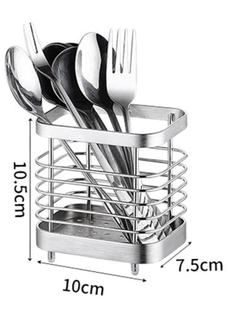 SOLARAE Kitchen Cutlery Utensil Holder, Stainless Steel Kitchen Sink Organisers, Cutlery Drainer for Kitchen Utensil, Rust Proof Kitchen Sink Organiser, for Knives and Spoons, Spatulas, Tongs - Image 3