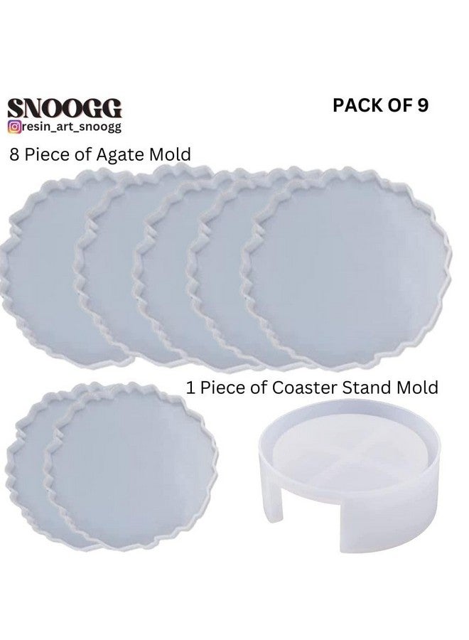 Snoogg SNOOGG Pack of 4 Inch/ 8 Piece of Round and 1Piece of Stand Mould Epoxy Resin Casting Moulds for Making and DY Coaster, Cups Mats, Photo Display, Frame, Home Decoration and More. - Image 2