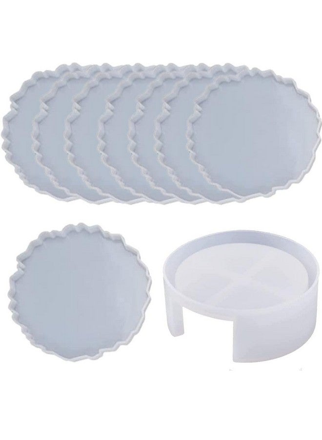 Snoogg SNOOGG Pack of 4 Inch/ 8 Piece of Round and 1Piece of Stand Mould Epoxy Resin Casting Moulds for Making and DY Coaster, Cups Mats, Photo Display, Frame, Home Decoration and More. - Image 1
