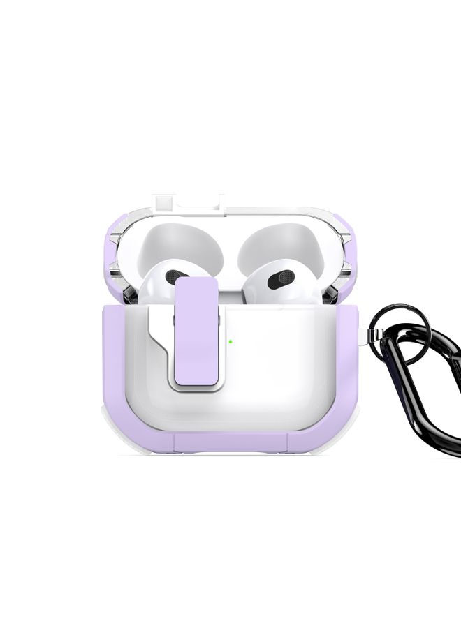 Case Cover For AirPods 3 DUX DUCIS PECN Series Split Two-color Transparent Earphone Case with Hook Purple White