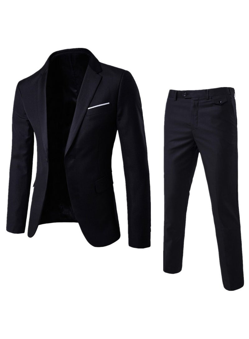 Shougu Fashionable And Versatile Business Solid Color Men's Suit Set Two-piece Set  - Image 1