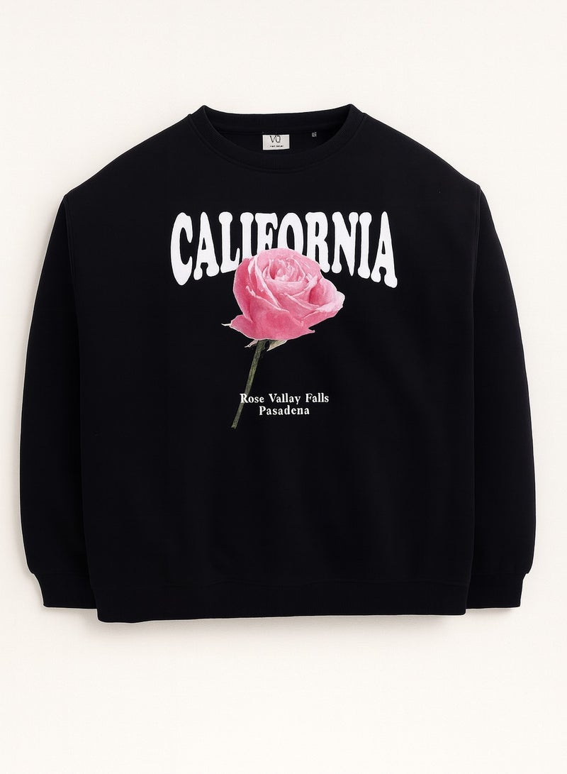 فكتور اند جين سويت شيرت برسومات ورد كاليفورنيا قطن فليس طباعة منتفخة فوتوغرافية - Image 2