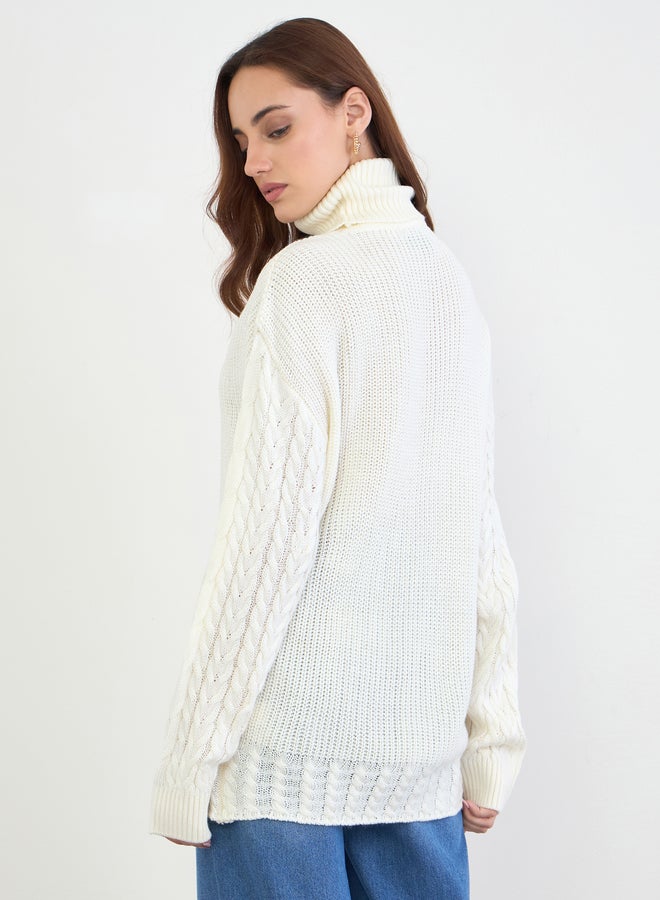 ستايلي سويتر محبوك طويل بياقة عالية - Image 4