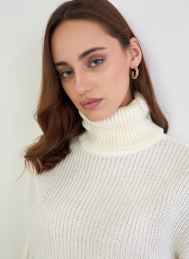 ستايلي سويتر محبوك طويل بياقة عالية - Image 3