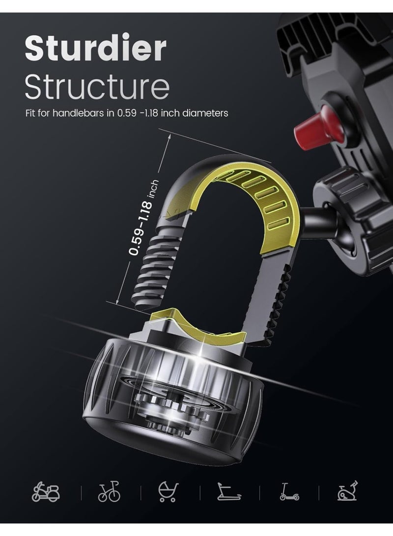 2025 New Upgraded Bike Phone Holder Handlebar - 1S Quick Install, Motorcycle Phone Mount, Bicycle Phone Holder fit Large Phone Case for iPhone Samsung, Dirt Scooter Mini Bike Accessories - Image 5