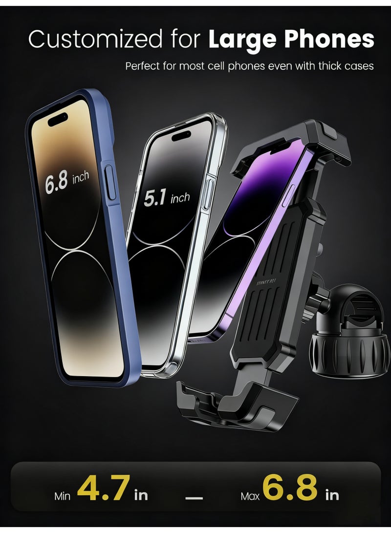 2025 New Upgraded Bike Phone Holder Handlebar - 1S Quick Install, Motorcycle Phone Mount, Bicycle Phone Holder fit Large Phone Case for iPhone Samsung, Dirt Scooter Mini Bike Accessories - Image 3