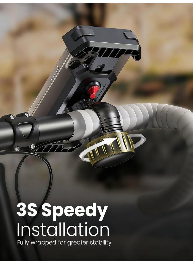 2025 New Upgraded Bike Phone Holder Handlebar - 1S Quick Install, Motorcycle Phone Mount, Bicycle Phone Holder fit Large Phone Case for iPhone Samsung, Dirt Scooter Mini Bike Accessories - Image 2