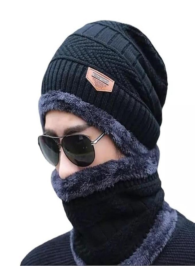 VIMZEE PREMIUM Winter Knit Neck Scarf and Warm Beanie Cap Hat Combo for Men and Women Winter Cold Weather Combo Set for Travelling, Surfing & Snow - Image 1