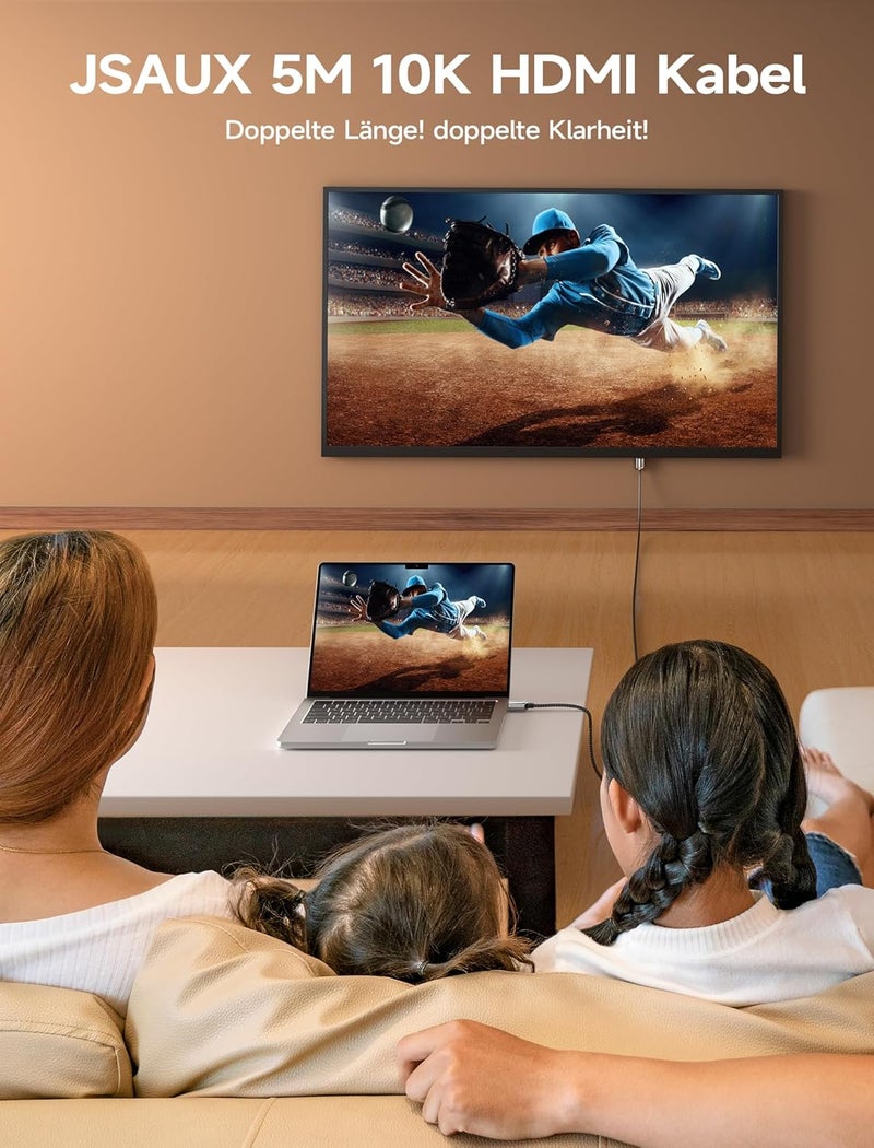 كابل HDMI 8K بطول 5م - سرعة عالية جداً 48Gbps، يدعم 8K@60Hz، 4K@120Hz، eARC، HDR10 - Image 4