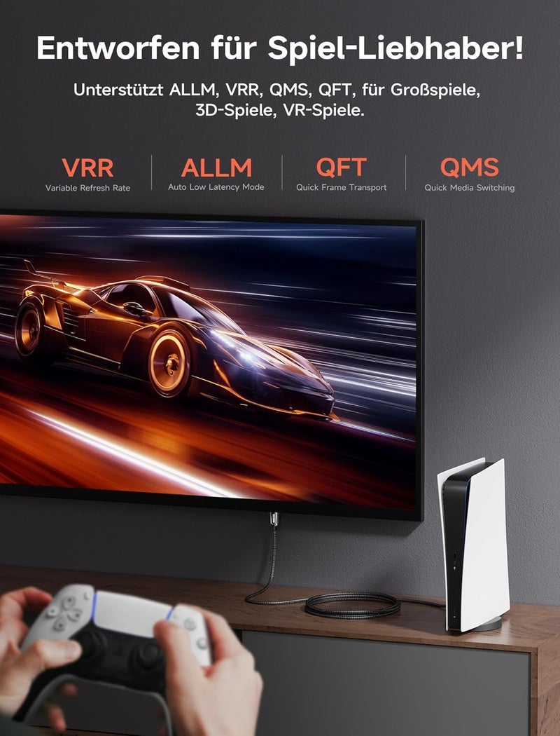 كابل HDMI 8K بطول 5م - سرعة عالية جداً 48Gbps، يدعم 8K@60Hz، 4K@120Hz، eARC، HDR10 - Image 5