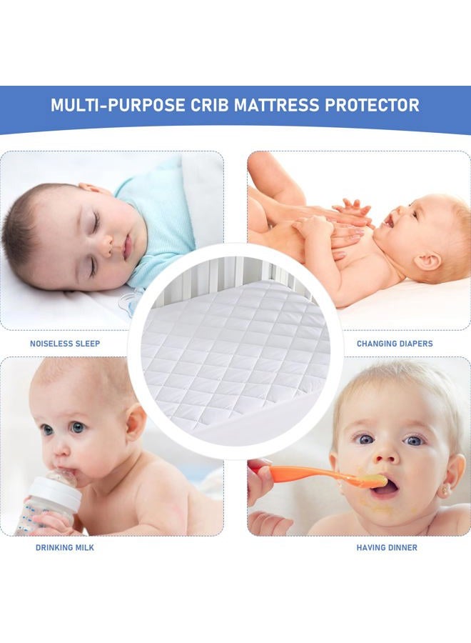 GRT 2 Pack Waterproof Crib Mattress Protector, Quilted Baby Mattress Cover Fitted Deep Pocket from 4" up to 9", Extra Soft Breathable & Noiseless Toddler Mattress Pad 52"x28", White - Image 5