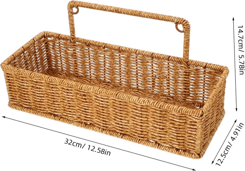 PAUL SONS PAULSONS Rattan Wall Hanging Basket, Wall Mounted Rattan Storage Basket for Kitchen, Bathroom, Wicker Organizer for Onions, Potatoes, Eggs, Garlic Size: 31.5cmx12.5cmx14.5cm - Image 2