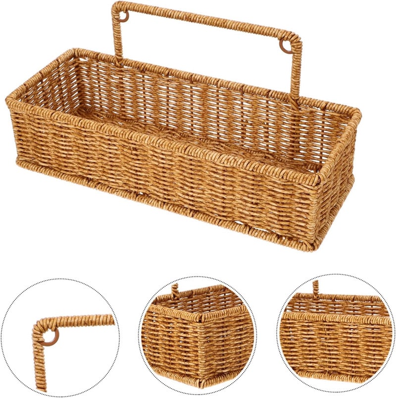 PAUL SONS PAULSONS Rattan Wall Hanging Basket, Wall Mounted Rattan Storage Basket for Kitchen, Bathroom, Wicker Organizer for Onions, Potatoes, Eggs, Garlic Size: 31.5cmx12.5cmx14.5cm - Image 3