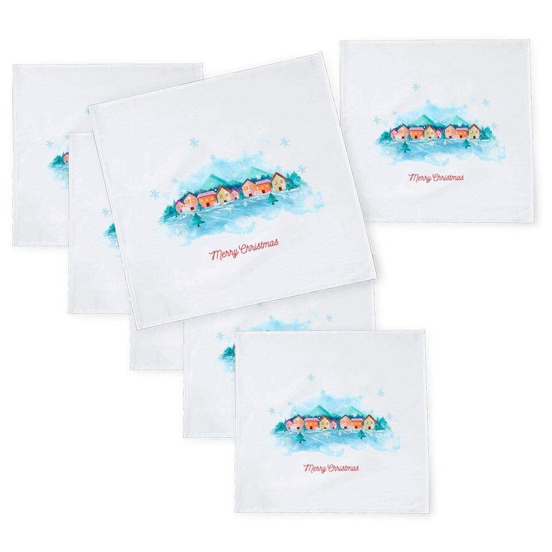 Khakee 6 Pcs Christmas Theme Tafta Silk Table Napkins 10x 10 for Xmas Decoration Christmas OrnamentsChristmas Gift npxmas335P - Image 1