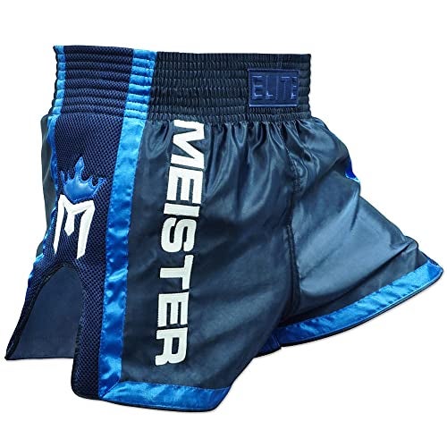 Meister ELITE Muay Thai Shorts Fully Elasticated Waist wMesh NavyBlue Small 3031 - Image 1