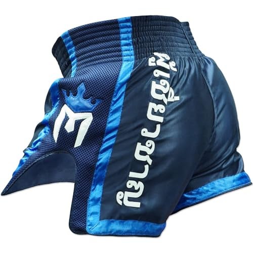 Meister ELITE Muay Thai Shorts Fully Elasticated Waist wMesh NavyBlue Small 3031 - Image 3