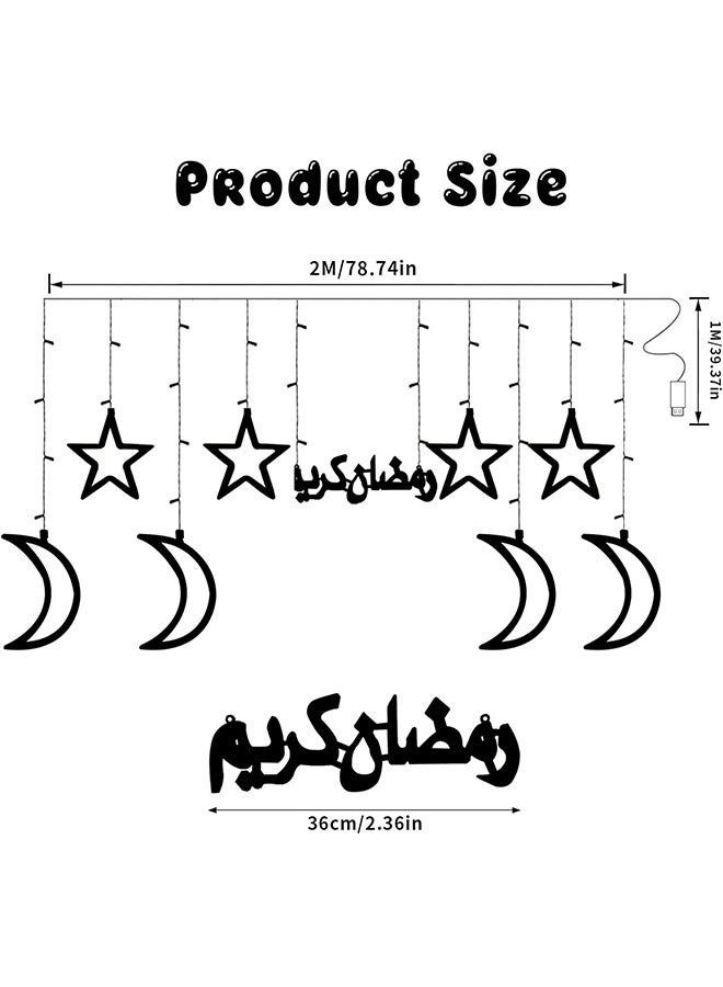 يواوليتي رمضان الديكور ضوء 3 متر الدافئة الأبيض القمر ستار الستار رمضان ضوء لغرفة النوم الجدار ، حزب في الهواء الطلق ، رمضان الزينة ، الجنية سلسلة ضوء مع 8 وسائط الإضاءة أوسب  - Image 2