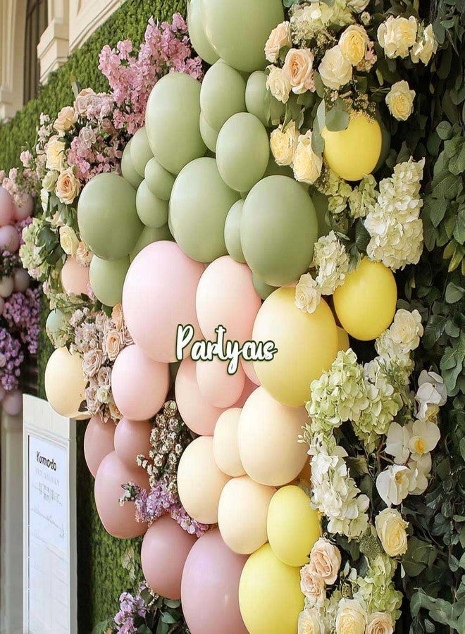 Partycus Pink Green Yellow Balloon Arch Double Stuffed, Dusty Green Light Yellow Mauve Ivory Pastel Balloon Garland Kit for Baby Shower Birthday Bridal Wedding Flower Valentine Party Decoration - Image 2