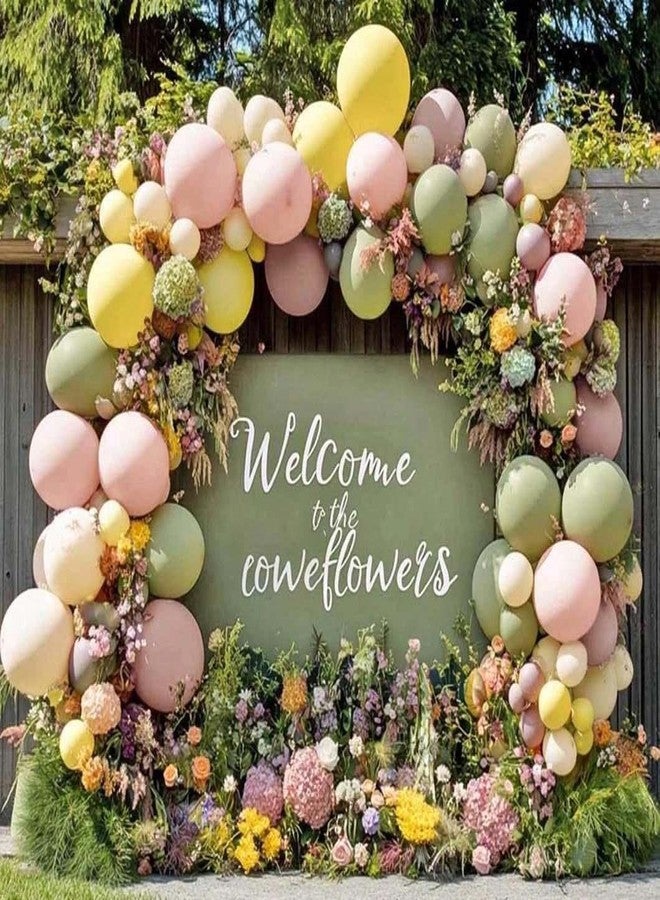 Partycus Pink Green Yellow Balloon Arch Double Stuffed, Dusty Green Light Yellow Mauve Ivory Pastel Balloon Garland Kit for Baby Shower Birthday Bridal Wedding Flower Valentine Party Decoration - Image 1