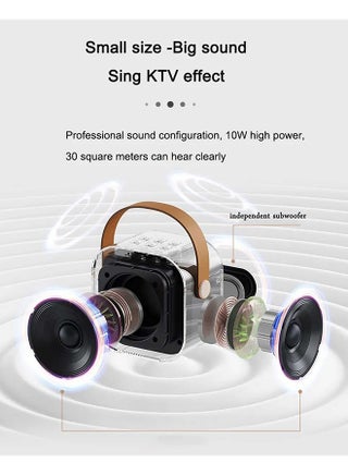Toyland Mini Karaoke Speaker for Kids, Portable Bluetooth Speaker with 2 Wireless Microphones & LED Lights, Perfect Gift for Kids Boys & Girls -White - view 2