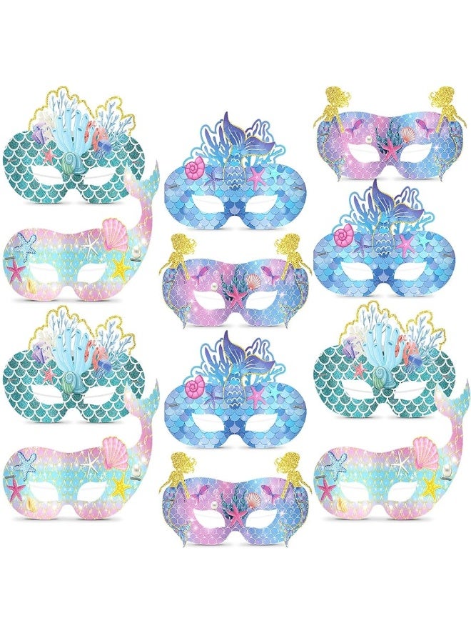 Minatee 24 Pcs Mermaid Mask for Kids Mermaid Cosplay Masks for Party Paper Animal Mask Costume Mask Children Eye Masks Dress Party Supplies Mask for Kids Girls Ocean Mermaid Birthday Favors - Image 5