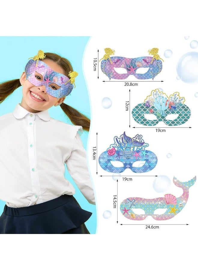 Minatee 24 Pcs Mermaid Mask for Kids Mermaid Cosplay Masks for Party Paper Animal Mask Costume Mask Children Eye Masks Dress Party Supplies Mask for Kids Girls Ocean Mermaid Birthday Favors - Image 3