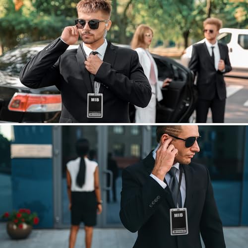 ERDOGLY Agent Costume Accessories, Black ID Badge Props, Men in Cosplay Costume Name Tag with Lanyard, Spy Decorations Secret Agent ID Card Holder for Halloween Party Supplies - Image 3