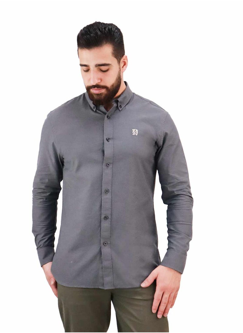 GIORDANO - Men's  Shirt with Small Lion Embroidery Black - Image 1