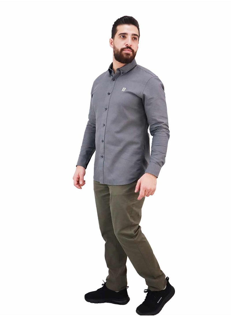 GIORDANO - Men's  Shirt with Small Lion Embroidery Black - Image 1