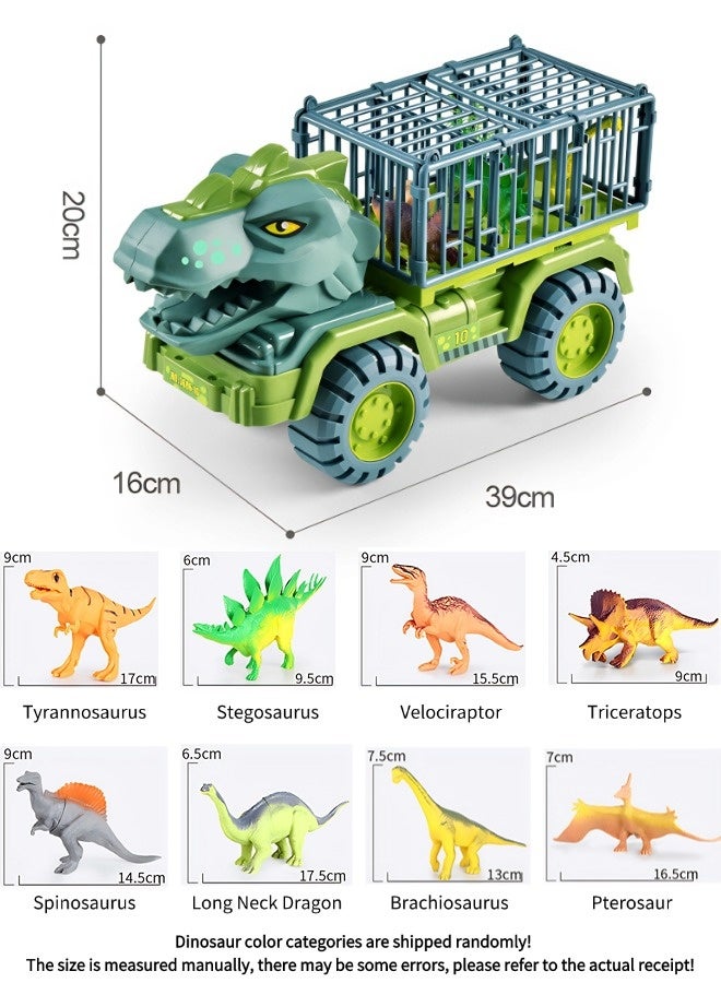 Vixplorn 22PCS Play Vehicles Dinosaur truck toy, Tyrannosaurus transporter, including 15 dinosaur models, dinosaur eggs, toy trees, toy stones, suitable gifts for children aged 3-7, dinosaur car toy set  - Image 2