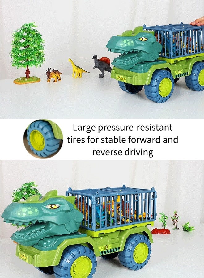 Vixplorn 22PCS Play Vehicles Dinosaur truck toy, Tyrannosaurus transporter, including 15 dinosaur models, dinosaur eggs, toy trees, toy stones, suitable gifts for children aged 3-7, dinosaur car toy set  - Image 4