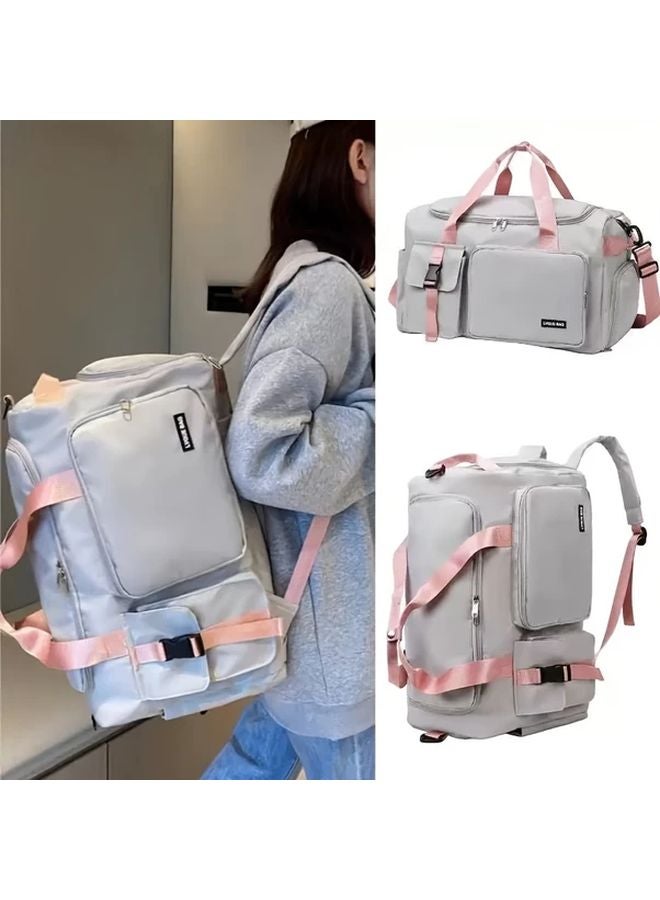 Misty Blue Large Capacity Convertible Tote Backpack Handbag Adjustable Strap Multiple Compartments - Image 2