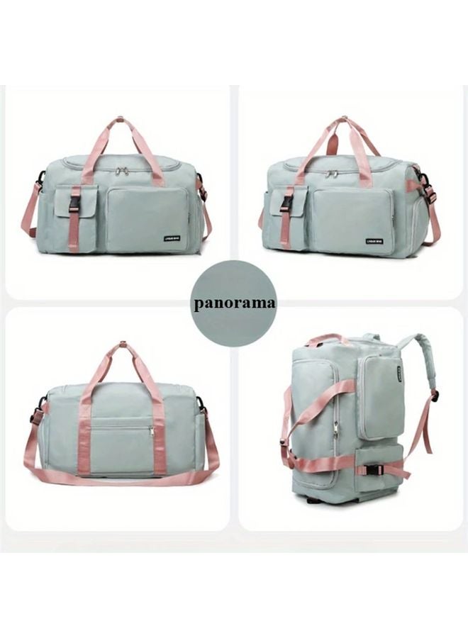 Misty Blue Large Capacity Convertible Tote Backpack Handbag Adjustable Strap Multiple Compartments - Image 5