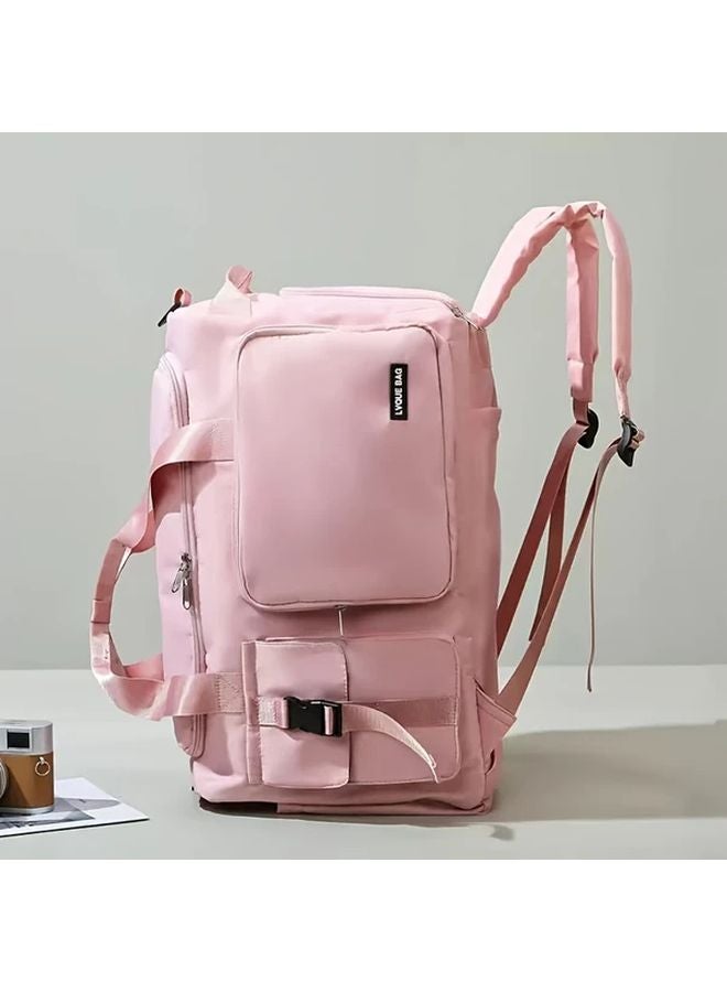 Misty Blue Large Capacity Convertible Tote Backpack Handbag Adjustable Strap Multiple Compartments - Image 3