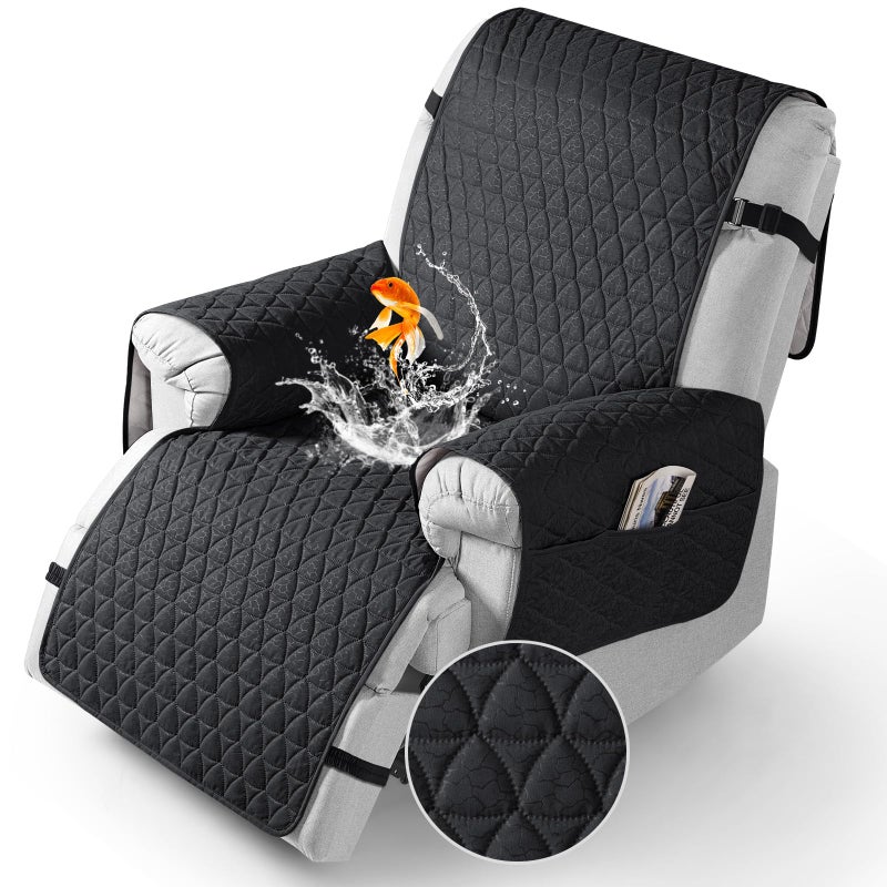 TAOCOCO 100 Waterproof Recliner Cover Recliner Cover with NonSlip Granule Recliner Chair Covers with Elastic Band Recliner Chair Covers for Reclining ChairBlack Medium25